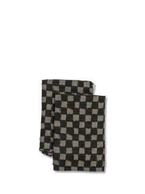 Bomullsserviett Checki 2-pk, Svart