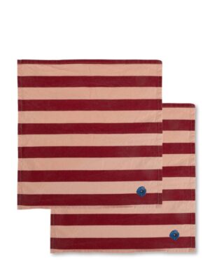 Serviett Leya stripet, rød/rosa, 2-pk