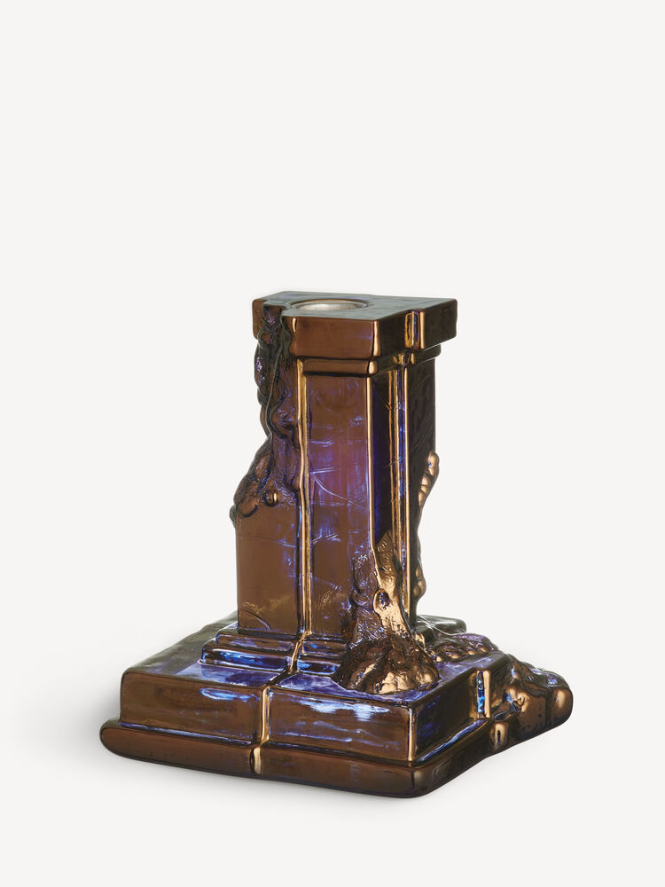 Rocky Baroque candlestick glossy glaze 150mm